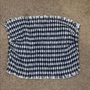 Navy and White Checkered Tube Top